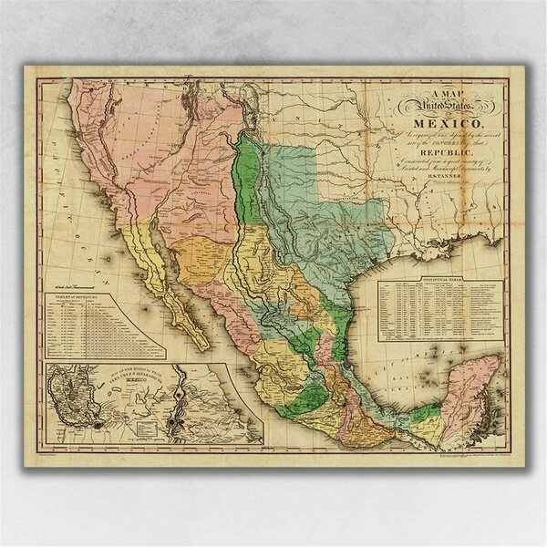 Palacedesigns 20 x 24 in. Vintage 1846 Map of Mexico Multi Color Wall Art PA3657959